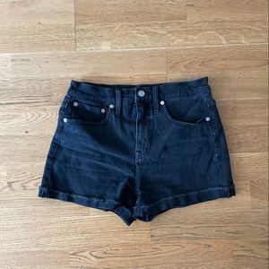 Madewell high waisted faded black jean shorts (size 25)